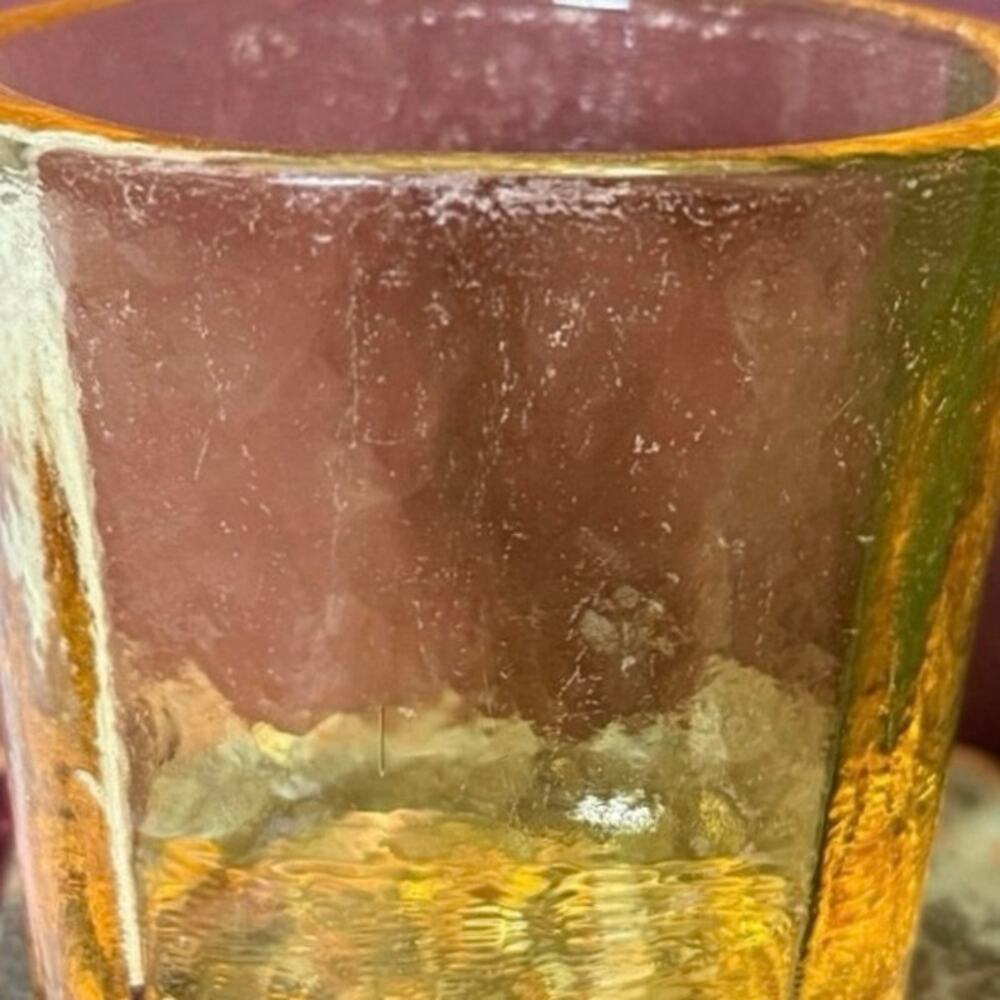 Fire & Light Signed Rocks Glass, Citrus • Arcata CA • Hand‑Poured Recycled Glass - Picture 6 of 9